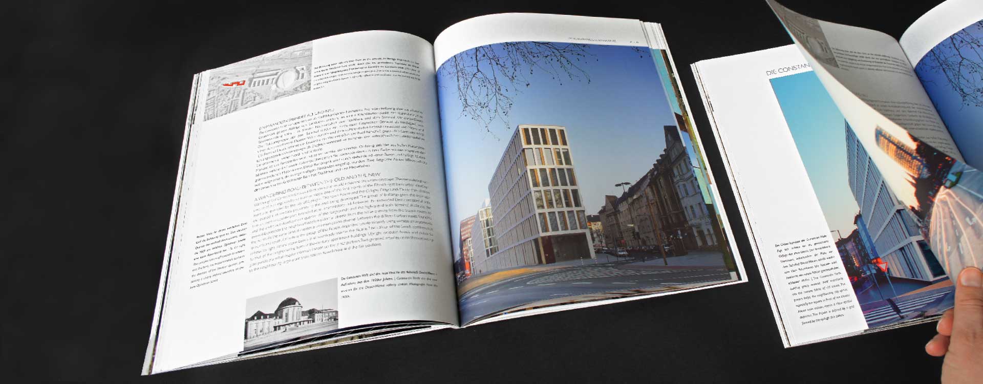 Innenseiten der Imagebroschüre JSWD Architekten, Köln; Design: Kattrin Richter | Büro für Grafikdesign