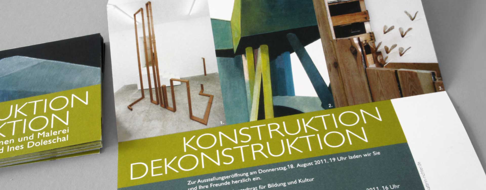 Leaflet for the exhibition Construction Deconstruction in the Alte Feuerwache Project Space Berlin; Design: Kattrin Richter | Graphic Design Studio