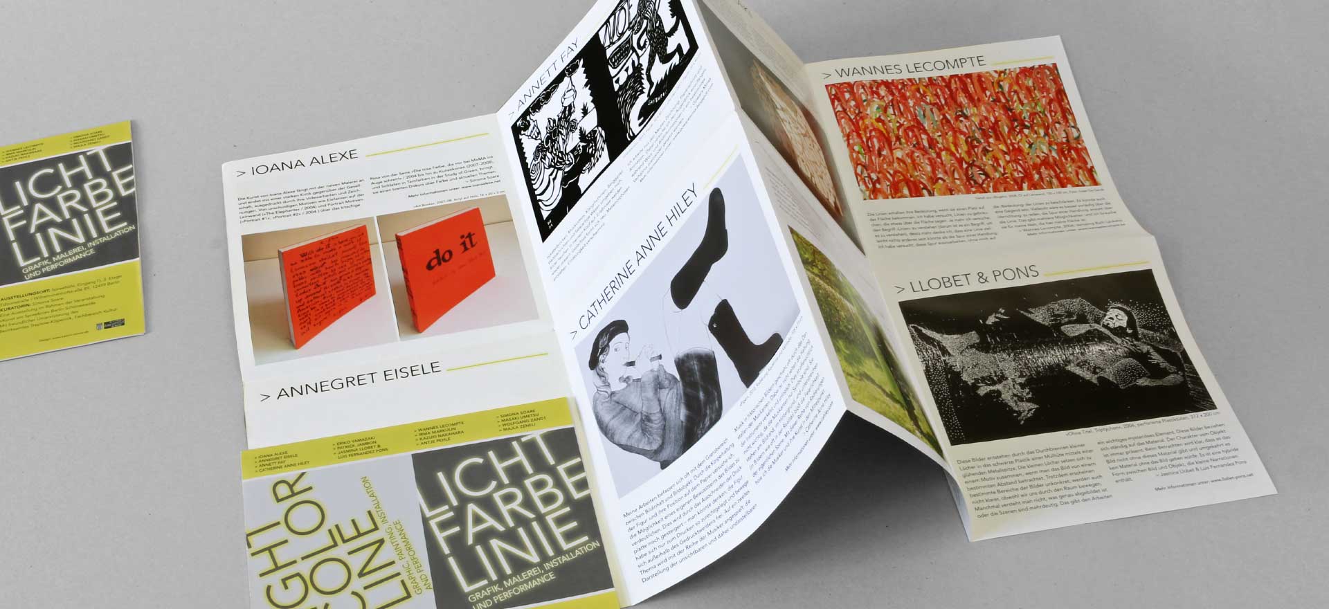 Leaflet for the exhibition Light Colour Line in the Spreehöfen in Berlin Schöneweide; Design: Kattrin Richter | Graphic Design Studio