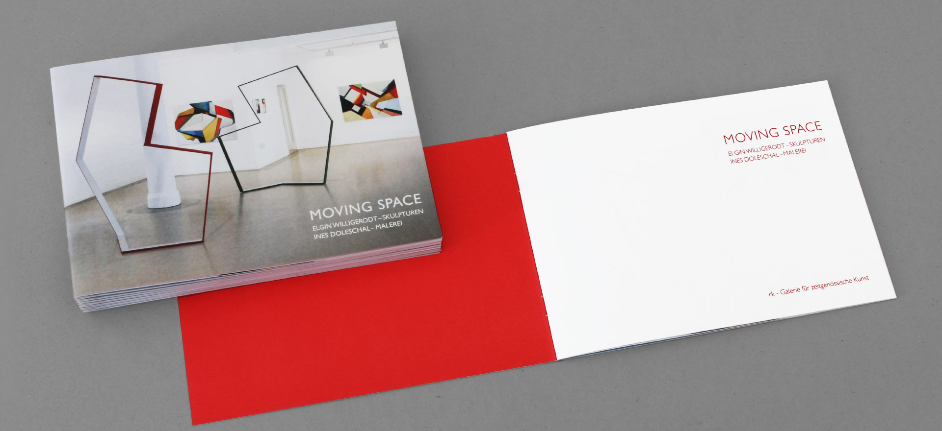 Katalog „Moving Space“ in der rk Galerie für zeitgenössische Kunst, Berlin; Design: Kattrin Richter | Büro für Grafikdesign