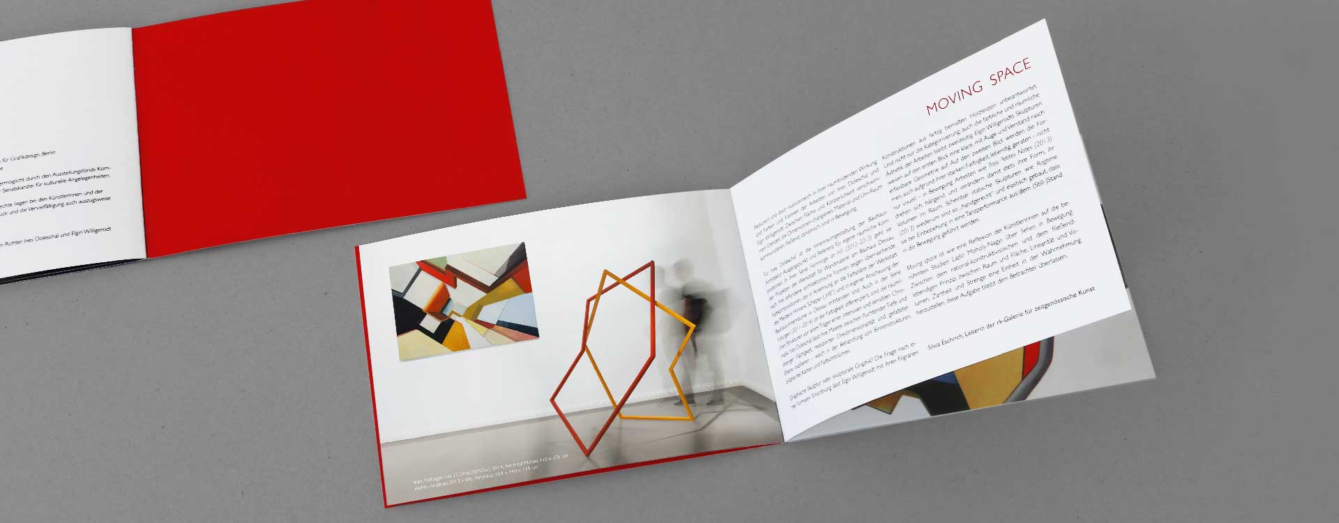 Katalog „Moving Space“ in der rk Galerie für zeitgenössische Kunst, Berlin; Design: Kattrin Richter | Büro für Grafikdesign