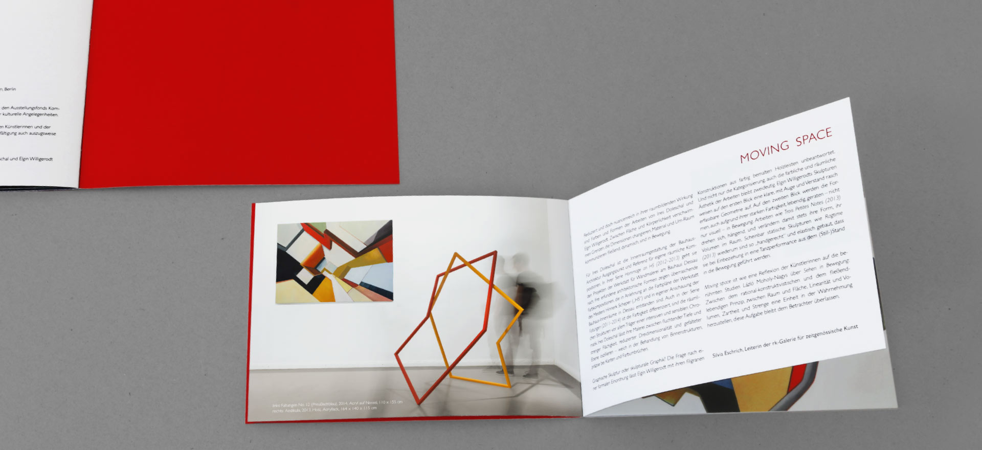 Catalogue Moving Space in the rk Gallery for Contemporary Art, Berlin; Design: Kattrin Richter | Graphic Design Studio