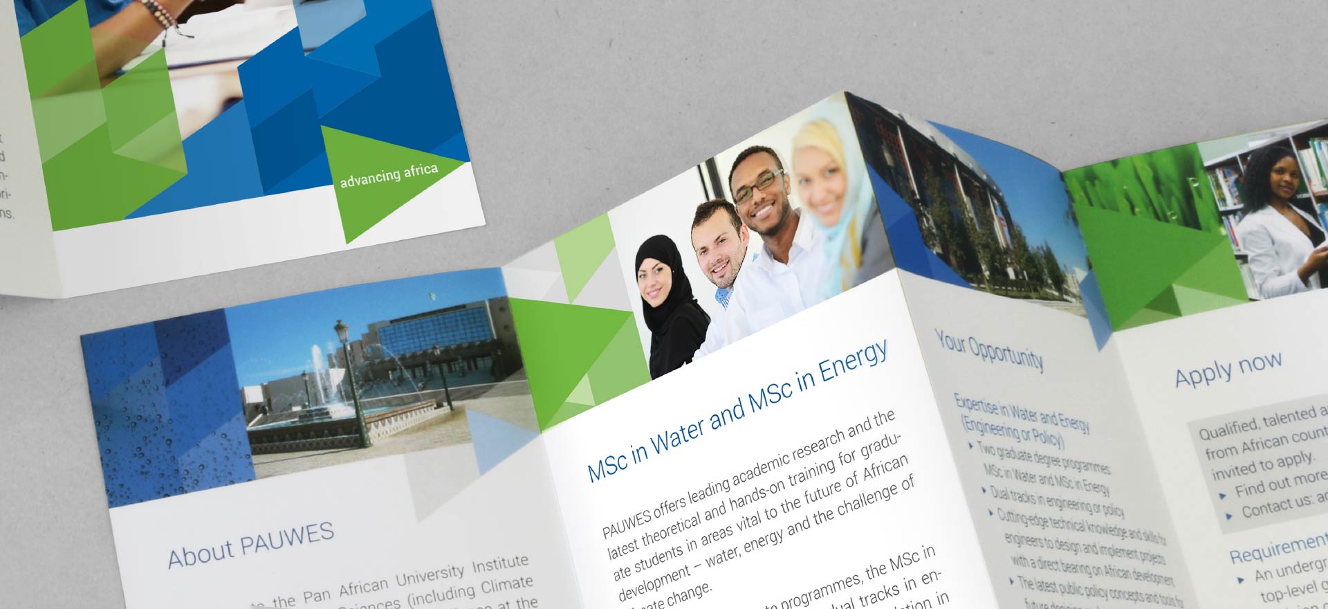 Curriculum for Master of Science in Energy in the brochure of the Pan African University, Institute of Water and Energy Sciences PAUWES; Design: Kattrin Richter | Graphic Design Studio