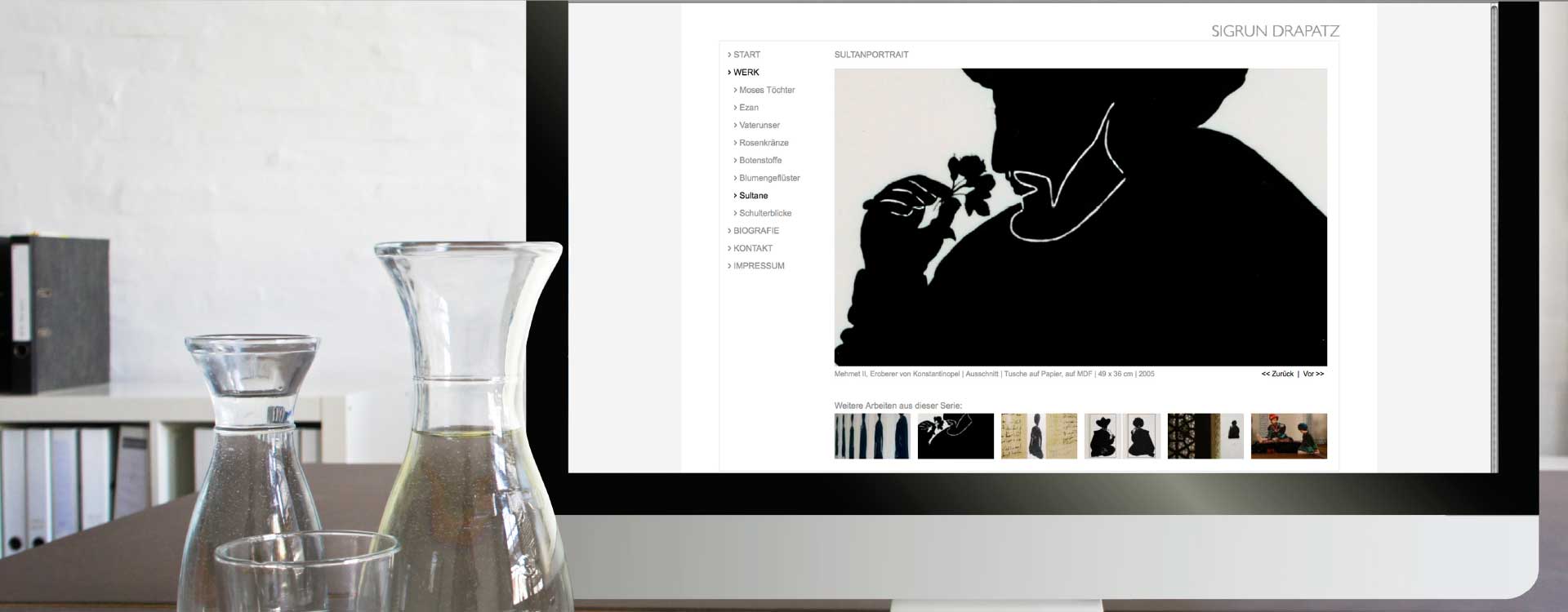 Webseite zur Kunst von Sigrun Drapatz; Design: Kattrin Richter | Büro für Grafikdesign