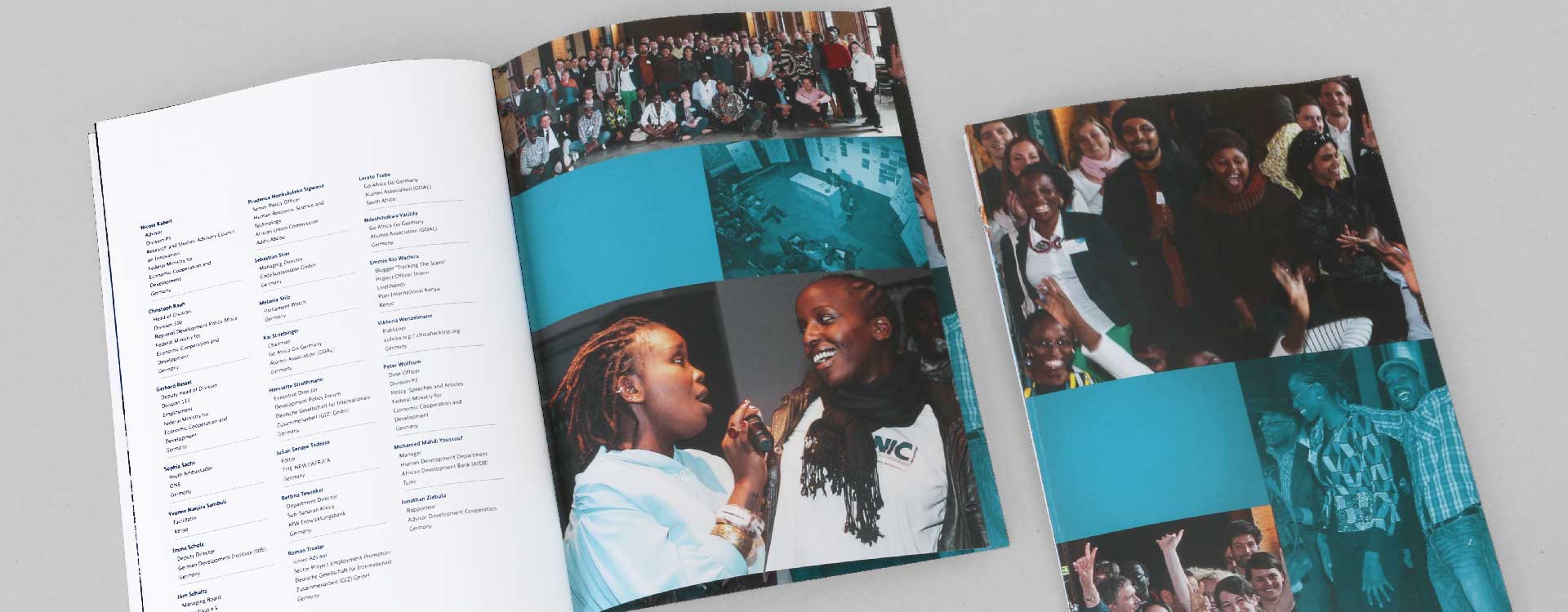 Dokumentation zur vom BMZ veranstalteten Konferenz „Youth in Africa“ im Umspannwerk Kreuzberg, Berlin; Design: Kattrin Richter | Büro für Grafikdesign