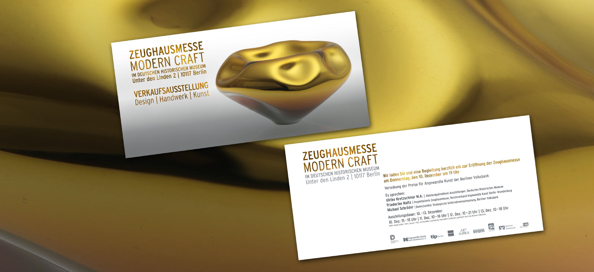 Front view of Zeughaus Berlin, business card of Zeughausmesse; Design: Kattrin Richter | Graphic Design Studio