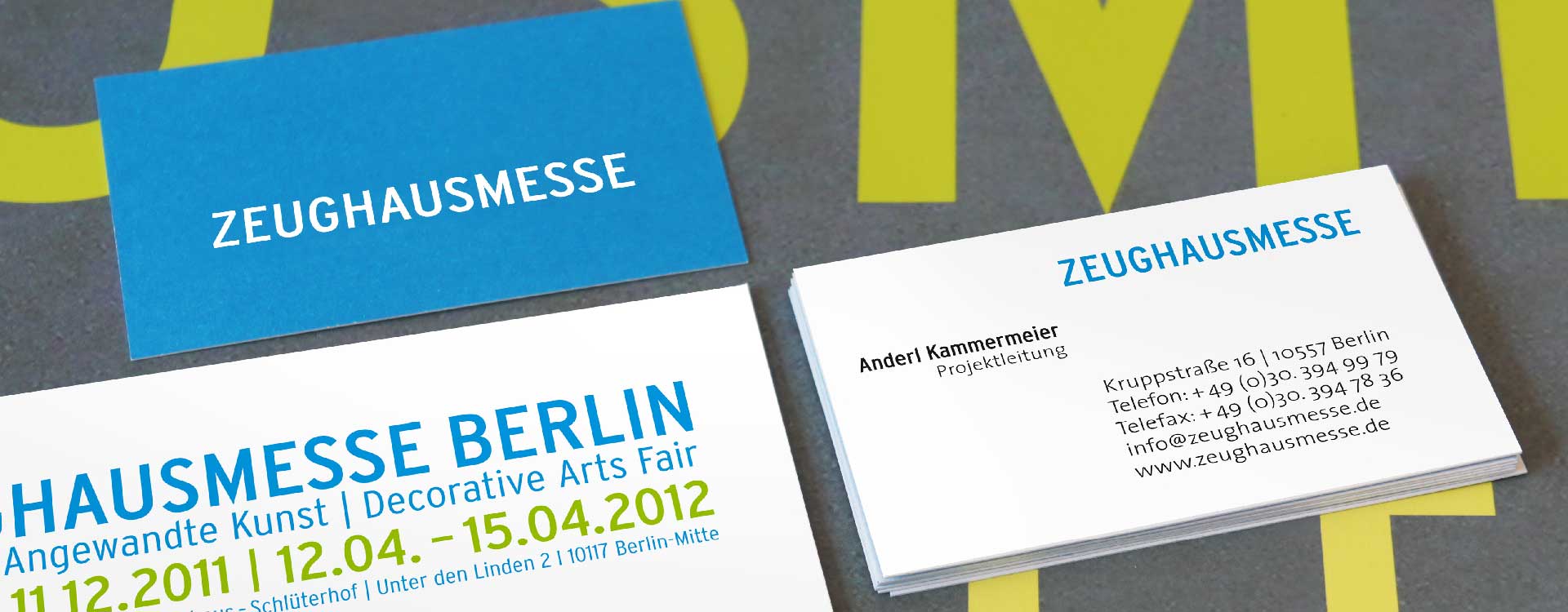 Business card and mailing card of Zeughausmesse; Design: Kattrin Richter | Graphic Design Studio